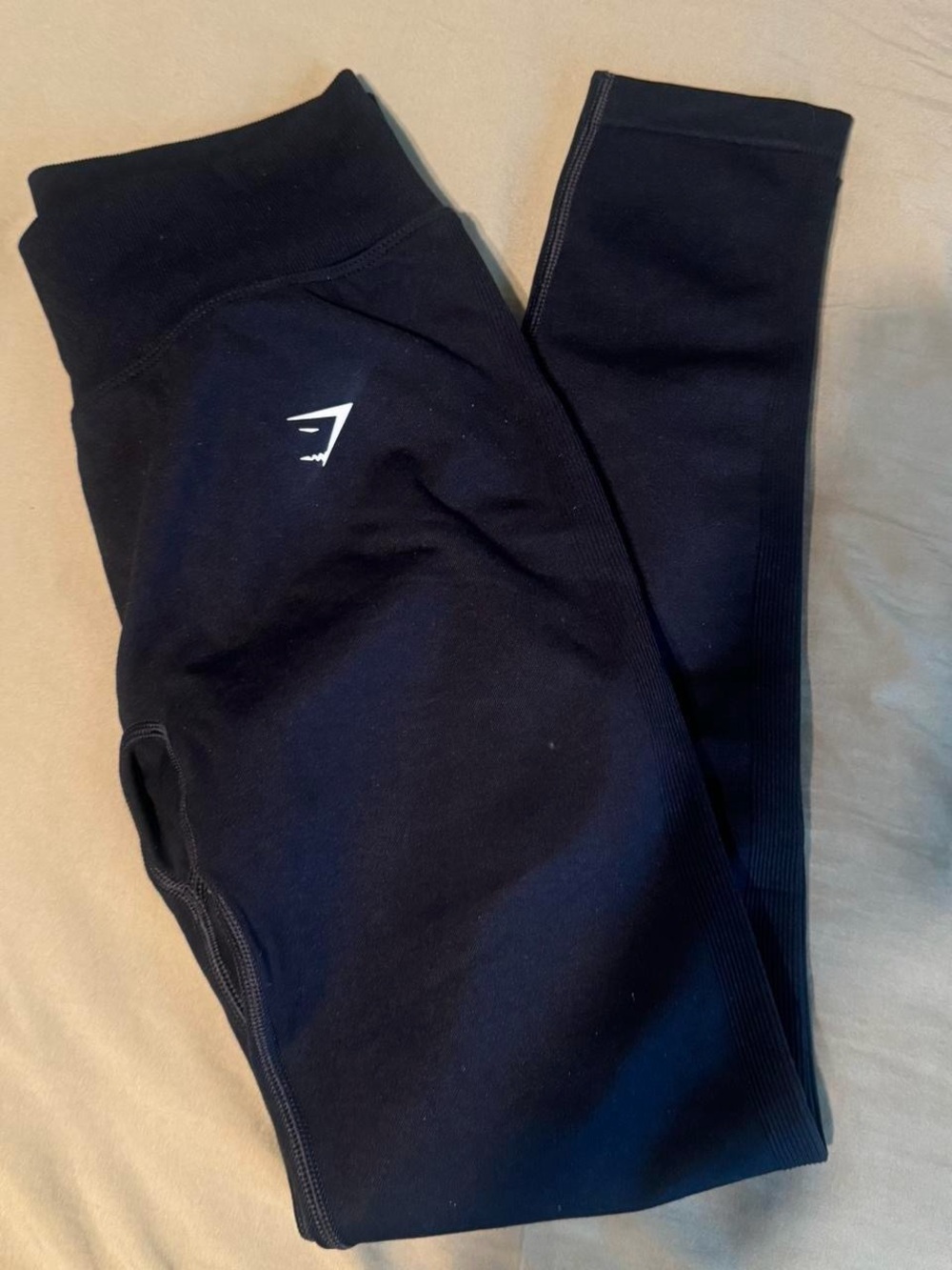 Gymshark Black High-Waist Seamless Leggings with White Logo
